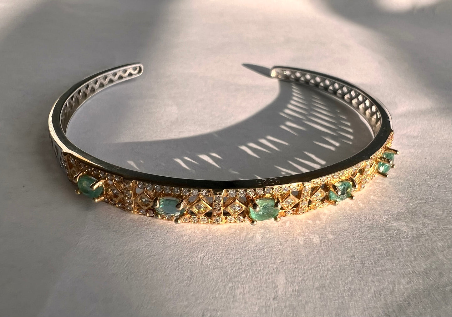 Gold plated Emerald Cuff