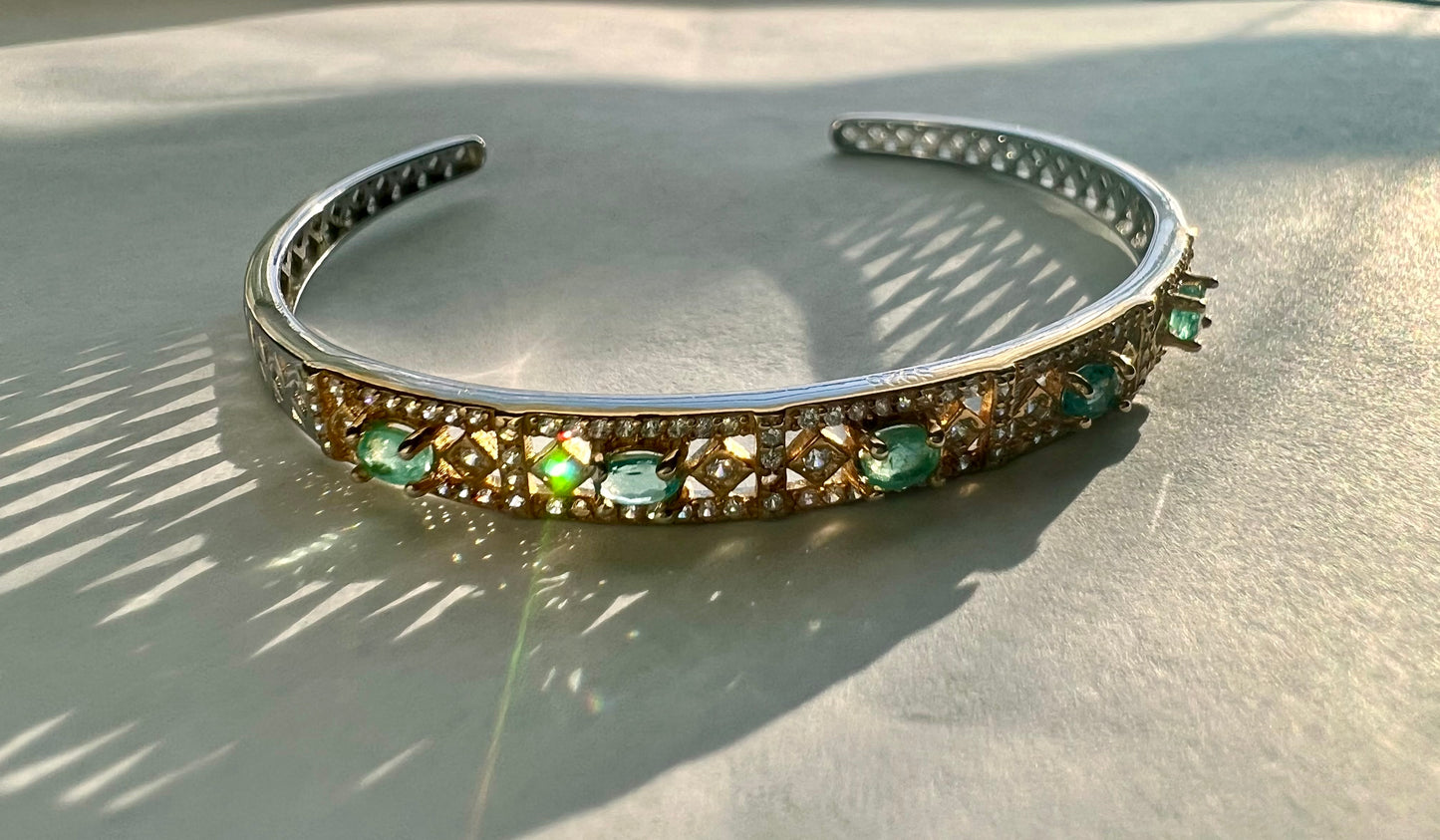 Gold plated Emerald Cuff