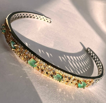 Gold plated Emerald Cuff
