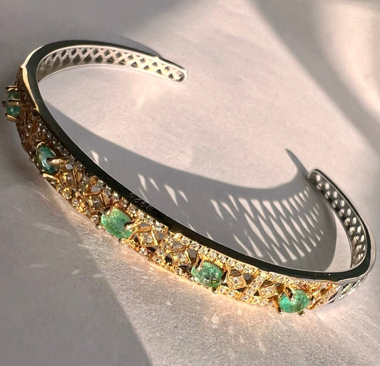 Gold plated Emerald Cuff