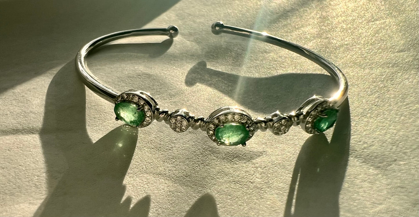 Silver Emerald Cuff