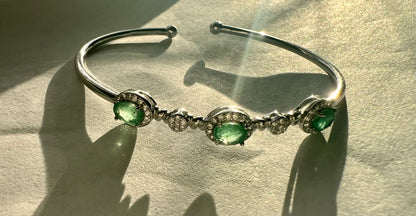Silver Emerald Cuff