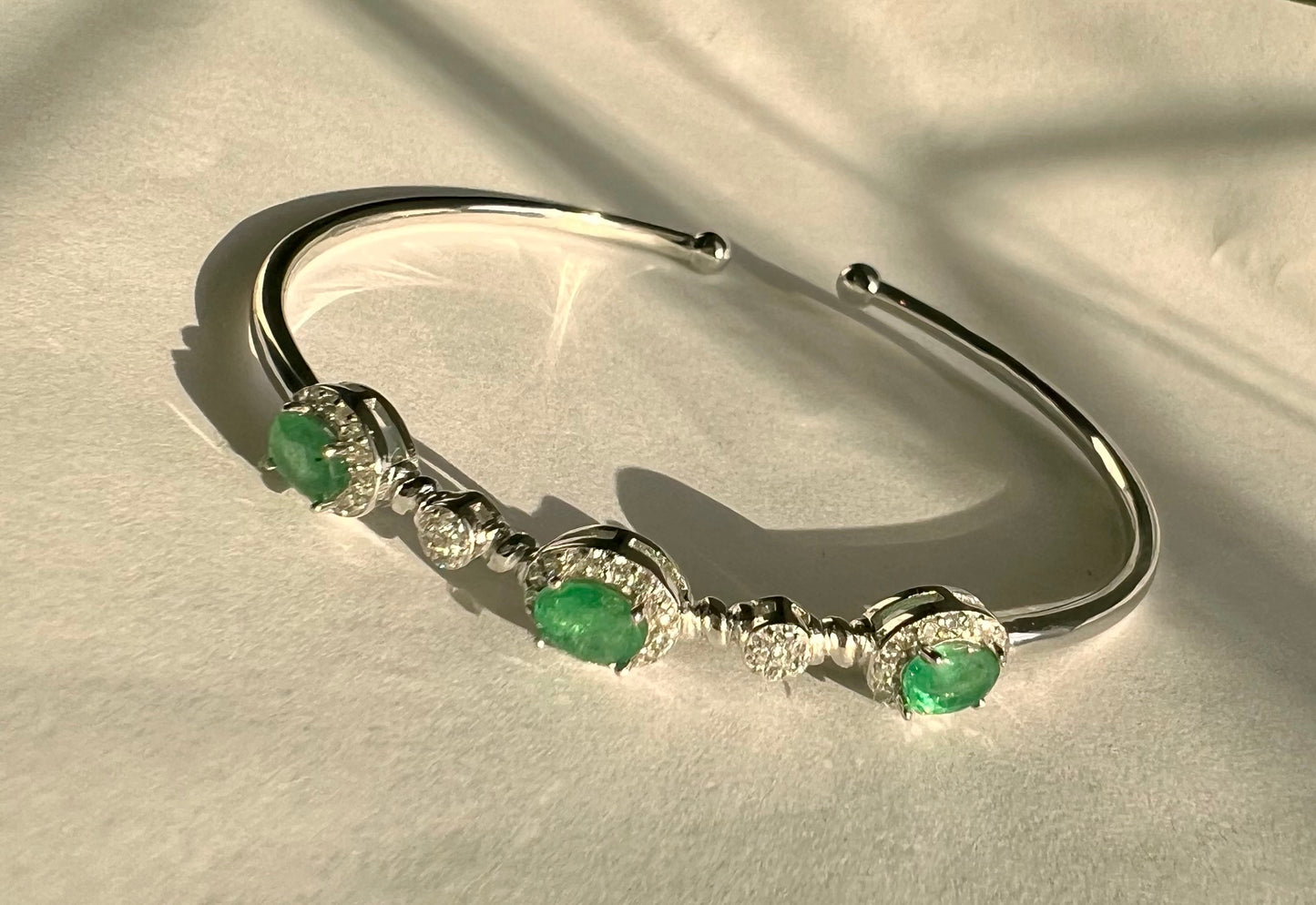 Silver Emerald Cuff