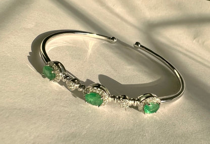 Silver Emerald Cuff